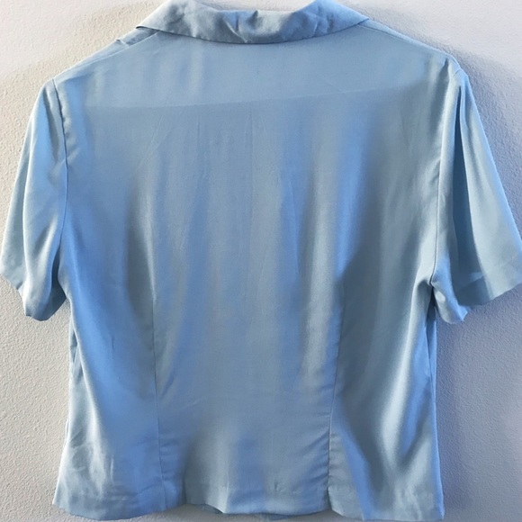 Liz Claiborne 10 Blue blouse Short Sleeve finished bottom to wear untucked - Picture 2 of 9